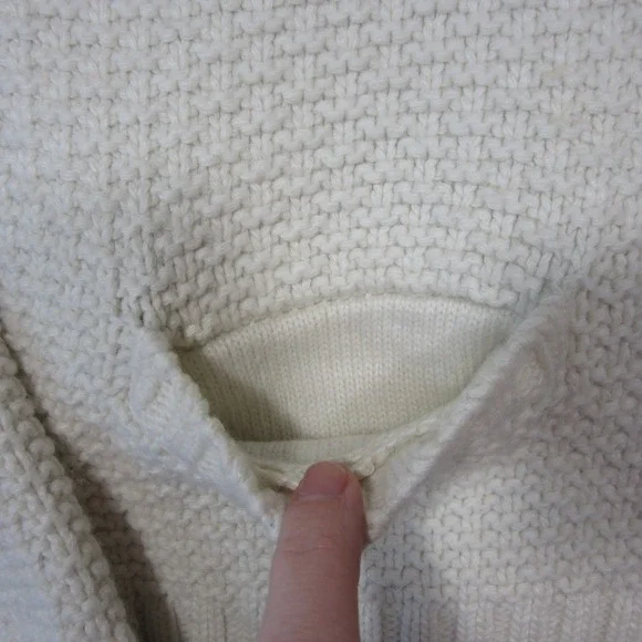 Talbots Cardigan L Ivory Lambswool Angora Soft Textured Knit Mock Neck‎ Preppy - Picture 8 of 10